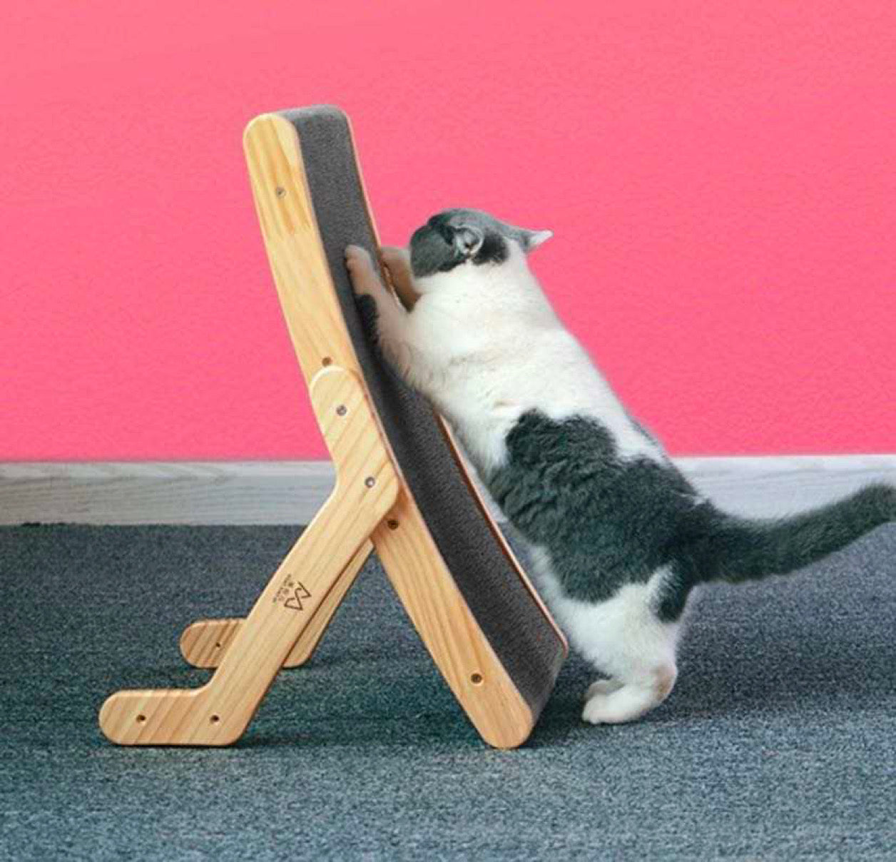 This adjustable wooden cat scratcher is well designed, comfortable, and multi-functional. The scratching board has a reversible design and is equipped with an anti-slip base ensuring a long-lasting use. It can be adjusted in different positions making it fun, playful, and enjoyable to your furr-baby.