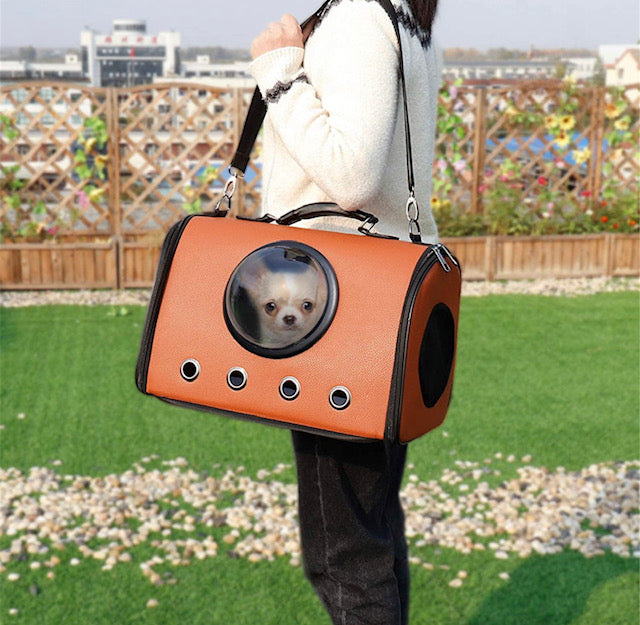 The “Space Bag” - pet carrier is designed to provide a safe and comfortable outdoor experience for you and your furr-baby when visiting outdoor spaces, on vacation, hiking or camping or even while traveling by plane. It features a bubble window to let your pet enjoy the view during your outings, which helps to minimize pet’s anxiety in a confined space, its four soft sides with mesh panels makes it more breathable and well aerated.  