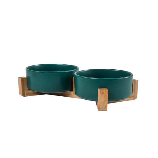 The perfect choice for making food and water readily accessible for your cat or dog. A strong and sturdy wooden stand holds these two round-shaped bowls. Available in different pastel colors to fit perfectly within your kitchen’s design.